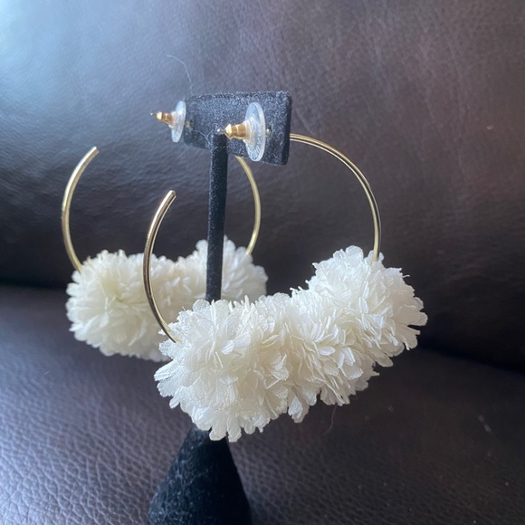 Large gold and white frilly hoops. - Picture 2 of 5